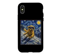 Carcasa para iPhone X/XS Esquí Golden Retriever Art Skiier Perro en Ski Hill