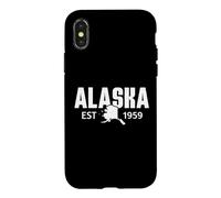 Carcasa para iPhone X/XS Estado De Alaska Este 1959 Retro Vintage Alaska State