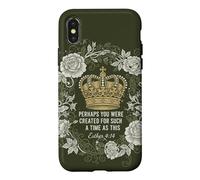 Carcasa para iPhone X/XS Esther Verse Christian Faith Floral Crown Queen