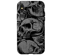 Carcasa para iPhone X/XS Estilo 90s Gris Negro Cráneos Tatuaje Tradicional Americano