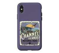 Carcasa para iPhone X/XS Estilo Vintage de póster de Viaje al Parque Nacional de Las Islas del Canal
