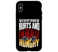 Carcasa para iPhone X/XS Everything Hurts and I'm Really Hungry Funny Workout Gym Mot