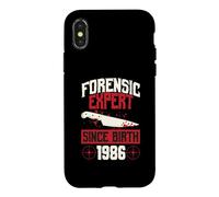 Carcasa para iPhone X/XS Experto forense Desde su Nacimiento 1986 Cumpleaños temático de crímenes Reales