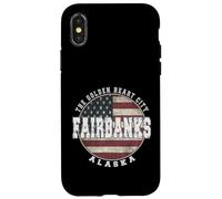 Carcasa para iPhone X/XS Fairbanks Alaska, Bandera Americana Vintage