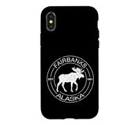 Carcasa para iPhone X/XS Fairbanks Alaska EST 1901 Alaska Alce Alce Ciervo Vintage