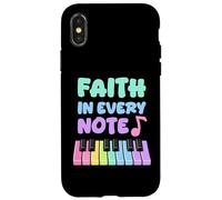 Carcasa para iPhone X/XS Fe en Cada Nota Piano Chica Cristiana Músico de la Iglesia