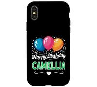 Carcasa para iPhone X/XS Feliz cumpleaños Camellia