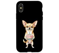 Carcasa para iPhone X/XS Feliz Cumpleaños Chihuahua Mamá Lindo Perro Sosteniendo Pastel Vela