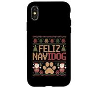 Carcasa para iPhone X/XS Feliz Navidog - Divertido suéter Feo de Navidad para dueño de Perro