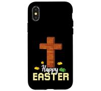 Carcasa para iPhone X/XS Feliz Pascua Bloque Constructor de Ladrillos de Construcción Jesús Cruz Fe