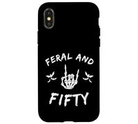 Carcasa para iPhone X/XS Feral and Fifty Rock Hand Bats 50 Cumpleaños Celebración