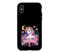 Carcasa para iPhone X/XS Fiesta de Unicornio Espacial mágico para niña de cumpleaños de 1 año