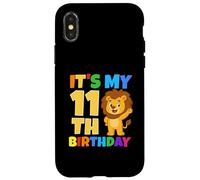 Carcasa para iPhone X/XS Fiesta temática de Safari de león de cumpleaños número 11