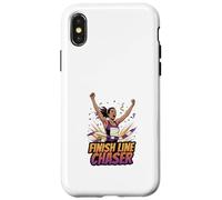 Carcasa para iPhone X/XS Finish Line Chaser Running Motivación Atleta Diseño
