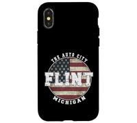 Carcasa para iPhone X/XS Flint Michigan, Bandera Americana Vintage