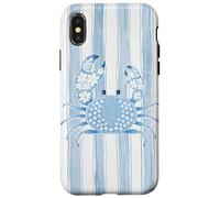 Carcasa para iPhone X/XS Floral Cangrejo Verano Playa Costera Lindo Azul Rayas Océano