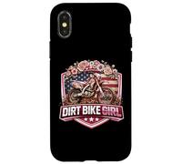 Carcasa para iPhone X/XS Floral Diret Bike Girl Dirtbike Rider American USA MX