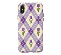 Carcasa para iPhone X/XS Flores Argyle Lavanda Púrpura Floral