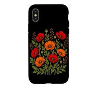Carcasa para iPhone X/XS Flores Silvestres de Amapola roja Naranja botánica Floral