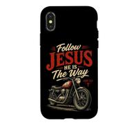 Carcasa para iPhone X/XS Follow Jesus He is The Way Christian Motorcycle Gospel Biker