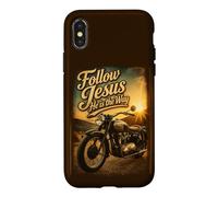 Carcasa para iPhone X/XS Follow Jesus He is The Way Christian Motorcycle Gospel Biker