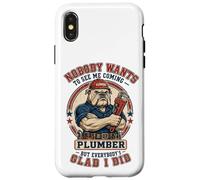 Carcasa para iPhone X/XS Fontanero Divertido Nadie Quiere verme Venir Bulldog Plumbing