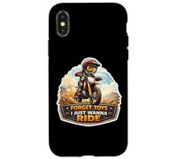 Carcasa para iPhone X/XS Forget Toys I Just Wanna Ride Dirt Bike Rider Niños Motocross