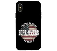 Carcasa para iPhone X/XS Fort Myers Florida, Bandera Americana Vintage