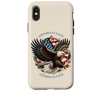 Carcasa para iPhone X/XS Founded and Standing in Faith Vintage Watercolor Eagle 1776