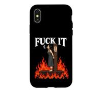 Carcasa para iPhone X/XS Fuck It - Witch is Burning in Flame Smoking Adult Humor Meme