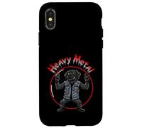 Carcasa para iPhone X/XS Funny Black Labrador Heavy-Metal Rock Música Metalhand