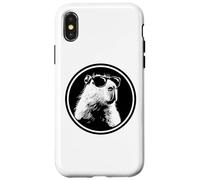 Carcasa para iPhone X/XS Funny Black Logo Sunglasses Lover Chill Capybara Vibes