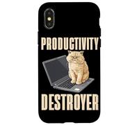 Carcasa para iPhone X/XS Funny Cat Productivity Destroyer Dueño de Gato Humor Amante de los Gatos