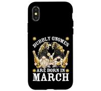 Carcasa para iPhone X/XS Funny Champagne Birthday Gnomes For Women Are Born In March
