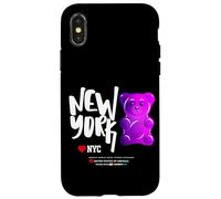 Carcasa para iPhone X/XS Funny Colorful New YorkCity Jelly Bear Gum Artwork Graphic