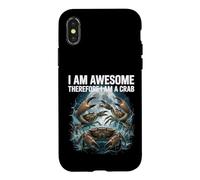 Carcasa para iPhone X/XS Funny Crab Shirt I Am Awesome Ocean Meme para Cazadores de cangrejos