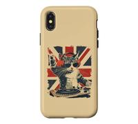 Carcasa para iPhone X/XS Funny DJ Cat Disco Sound Tech Headphone Music UK Flag
