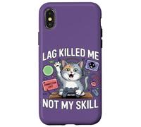 Carcasa para iPhone X/XS Funny Gaming Cat Blaming Lag Lindo Felino Controller Design