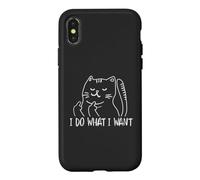 Carcasa para iPhone X/XS Funny I do What I Want Cat Flipping The Bird Offensive
