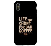 Carcasa para iPhone X/XS Funny Life Is Too Short For Bad Coffee Retro Cafeína Cotizaciones