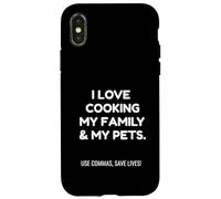 Carcasa para iPhone X/XS Funny Love Cooking My Family Use Commas Save Lives | Pun