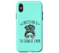Carcasa para iPhone X/XS Funny Messy Bun Saying For New Mama and Leopard Mom