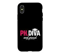 Carcasa para iPhone X/XS Funny PhD Student Graduate Ph.D Diva Really and Proud