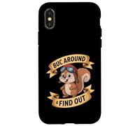 Carcasa para iPhone X/XS Funny Pilot Squirrel Buck Around and Find out Diciendo