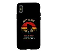 Carcasa para iPhone X/XS Funny Retro Bigfoot Sosteniendo Cartón De Leche Y Volviendo A Casa