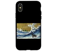 Carcasa para iPhone X/XS Funny Retro Vintage Surfing A Wave Newfoundland Dog Lover