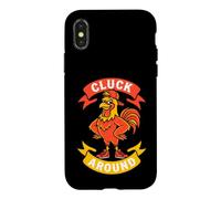 Carcasa para iPhone X/XS Funny Rooster Cluck Around Sarcastic Chicken Pun