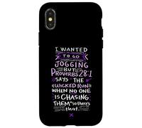Carcasa para iPhone X/XS Funny Saying - I Wanted To Go Jogging But Proverbs 28:1