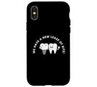 Carcasa para iPhone X/XS Funny Tooth Pun We Have A New Lease of Bite
