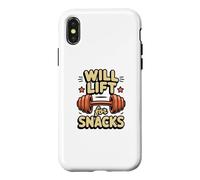 Carcasa para iPhone X/XS Funny Will Lift For Snacks Sarcástico Fitness Entrenamiento Citas